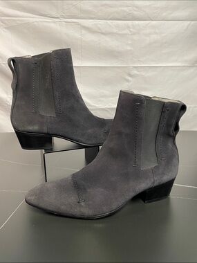 ROCHAS PARIS MENS GENUINE SUEDE GREY ANKLE CHELSEA BOOTS FTL-09-046